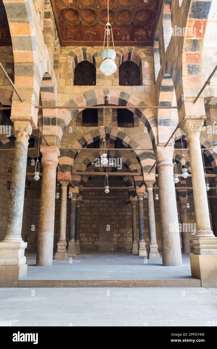 Corridor at the courtyard of the Mosque of al Sultan al Nasir Muhammad Ibn Qalawun, Citadel of Cairo, Egypt Stock Photo