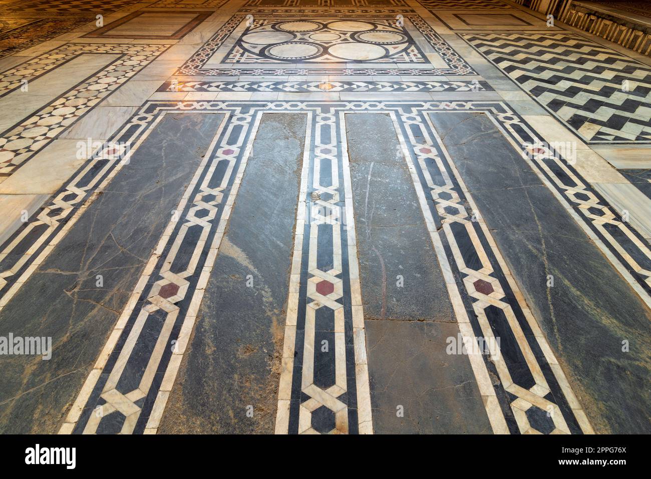 Marble floor decorated with geometrical patterns, Cairo, Egypt Stock Photo