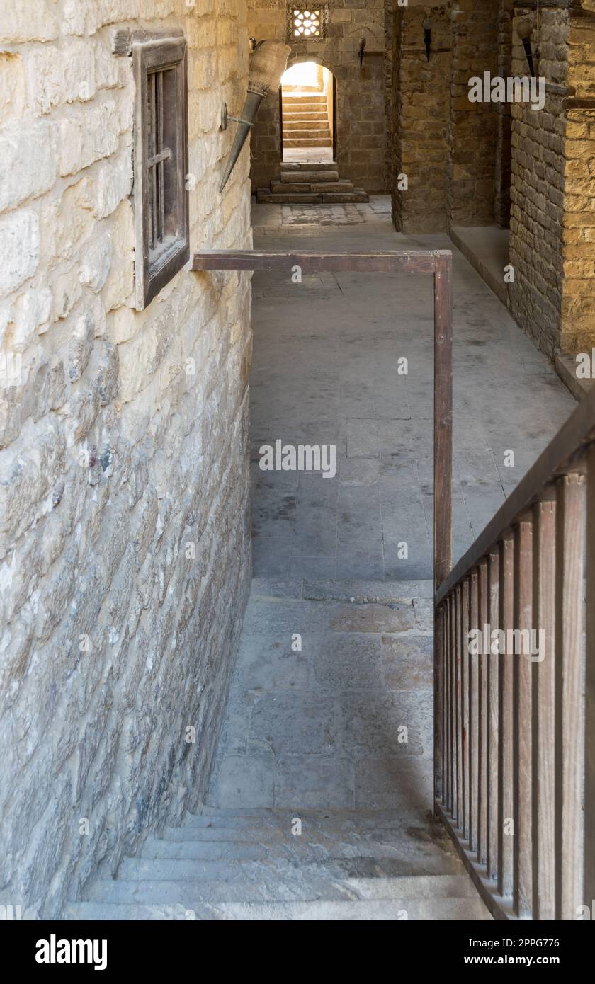 Old abandoned stone bricks passage surrounding Sultan Qalawun Complex, Cairo, Egypt Stock Photo