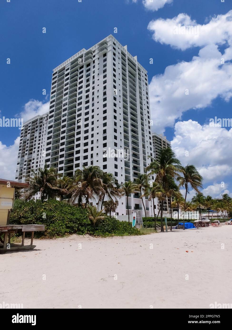 The people resting at South Beach Miami Florida. Stock Photo