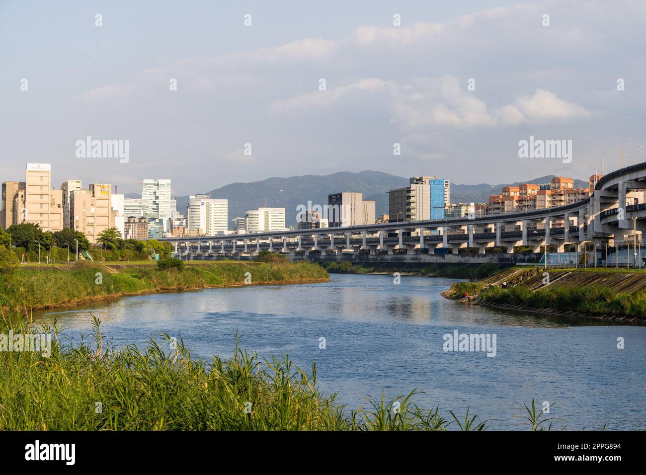 Taipei, Taiwan 11 March 2022: Taipei city skyline with keelung river Stock Photo