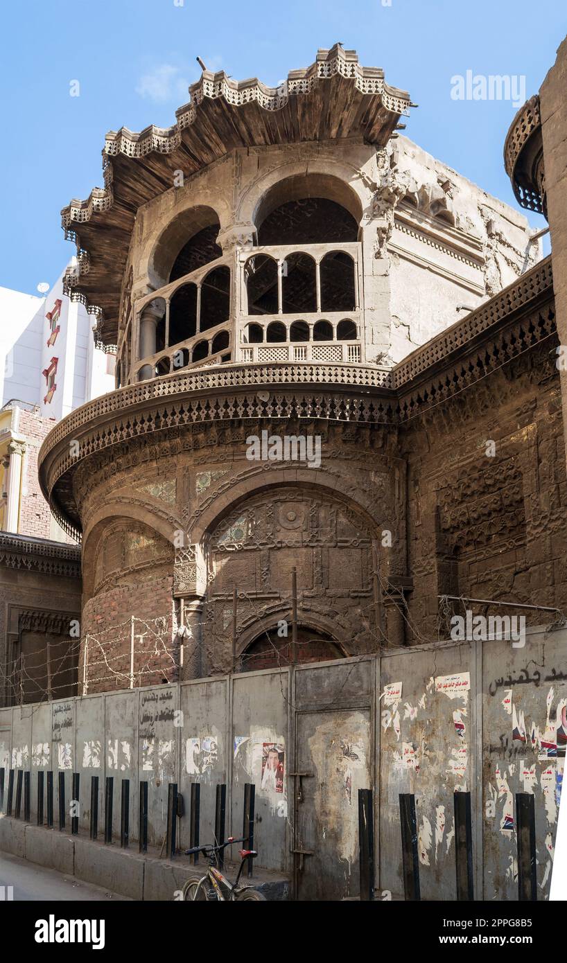 Ruined abandoned Sabil and Kuttab Ruqayya Dudu historic building, Darb Al Ahmar, Cairo, Egypt Stock Photo