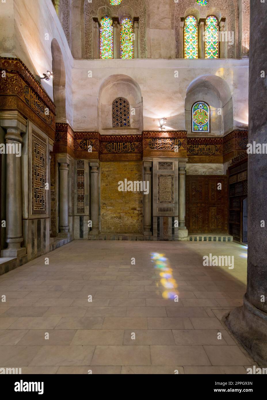 Interior view of the mausoleum of Sultan Qalawun, part of Sultan Qalawun Complex located in Al Moez Street, Cairo, Egypt Stock Photo