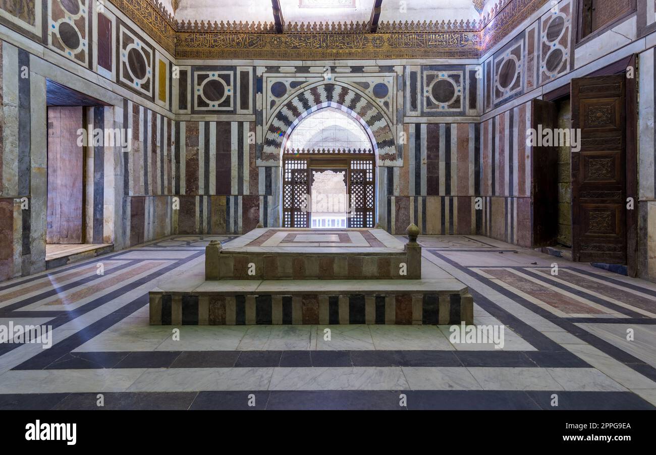 Mausoleum of Sultan Al Zahir Barquq at the Barquq complex located at al Muiz Street, Cairo, Egypt Stock Photo