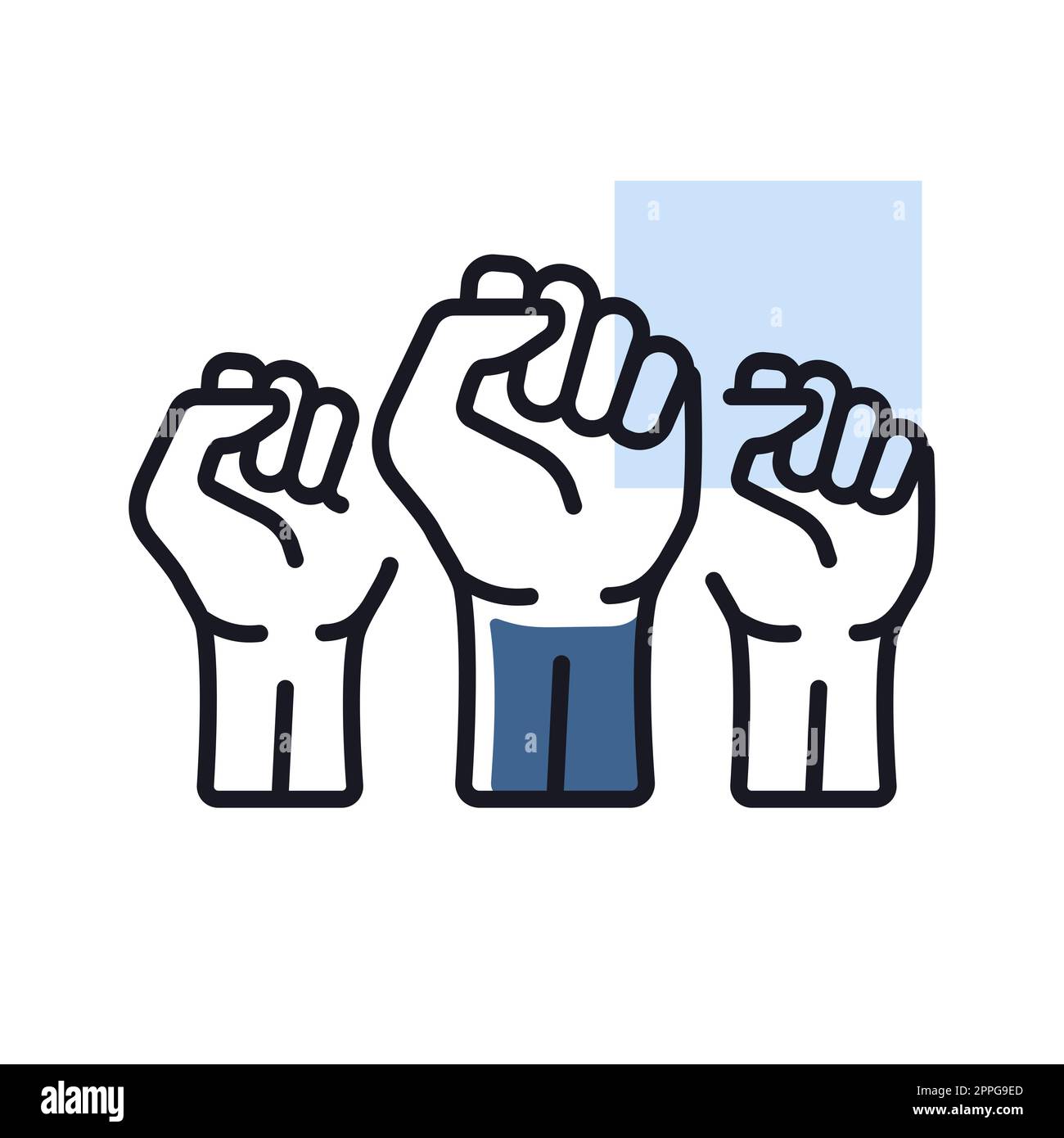Three clenched fists raised in protest vector icon Stock Photo