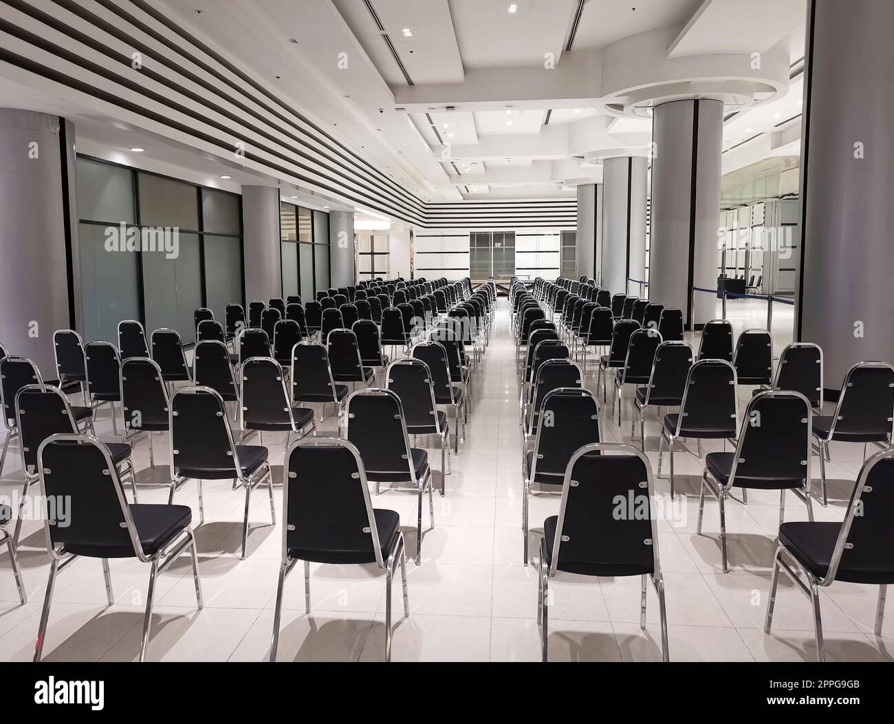 Empty chairs in a modern conference room. Shallow depth of field Stock Photo