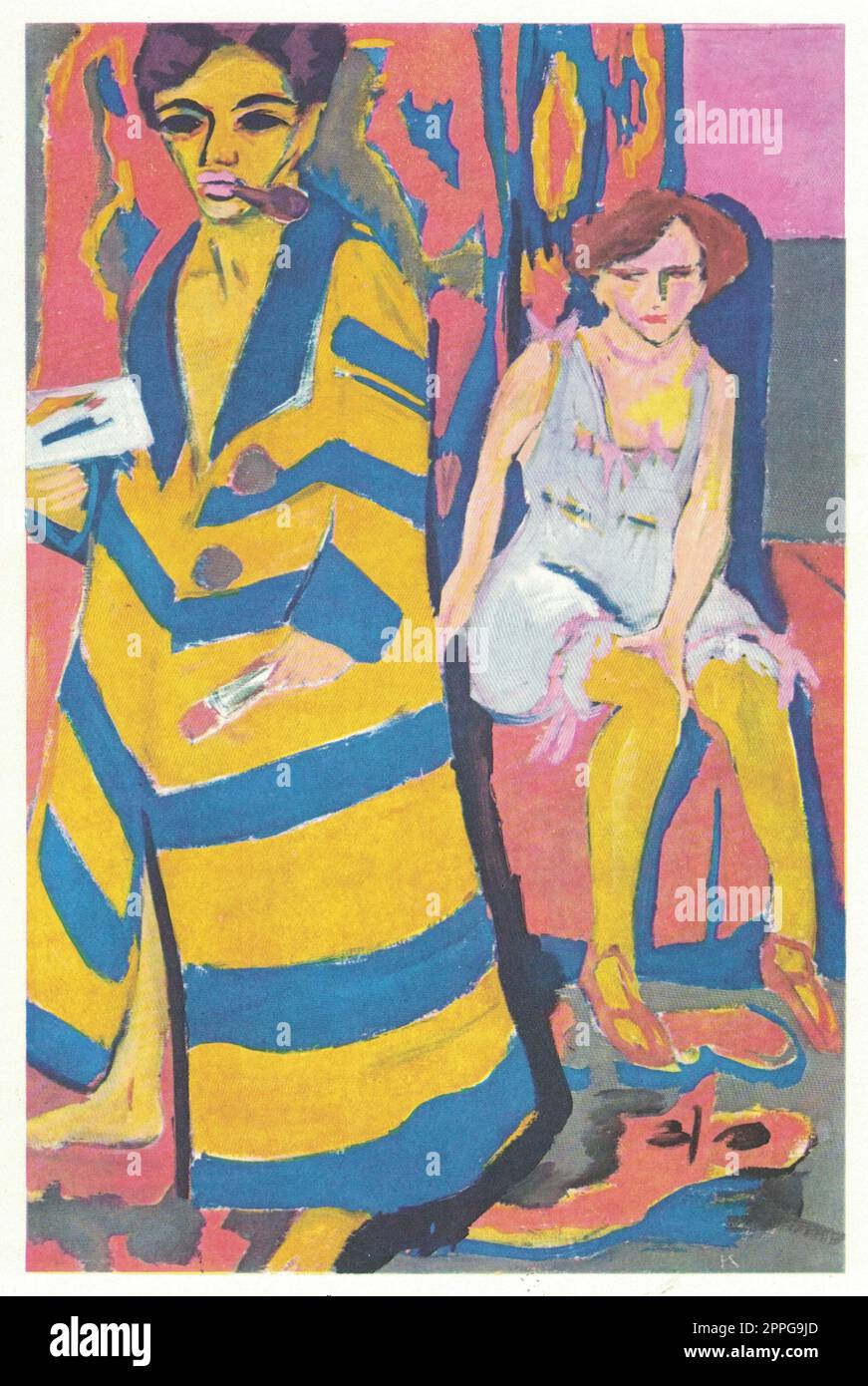 Self-Portrait With Model (1910) by Ernst Ludwig Kirchner. Stock Photo