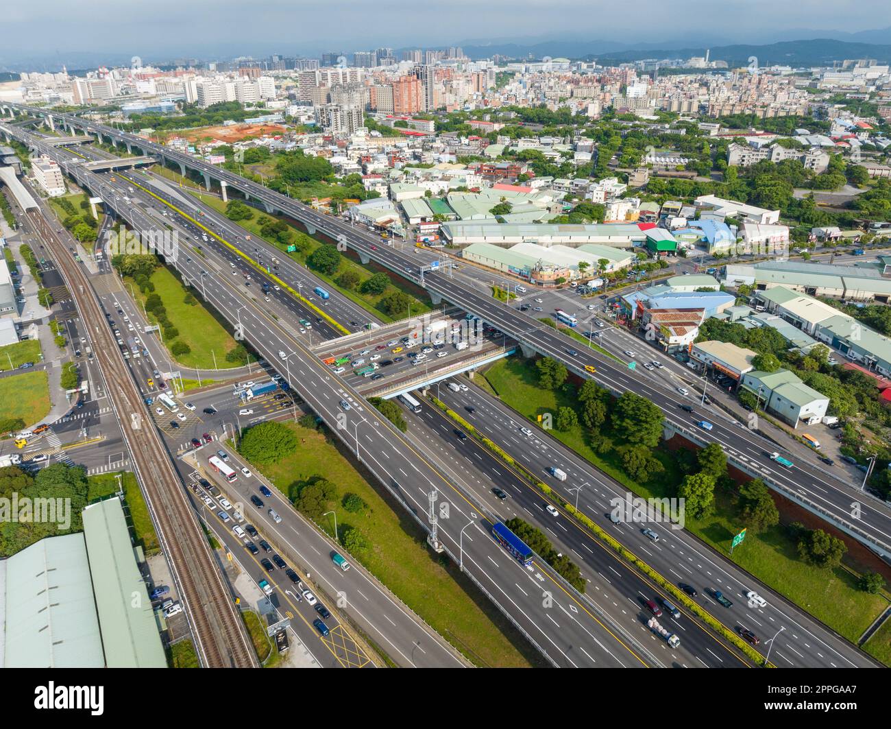 Lin Kou, Taiwan, 12 July 2022: Top view of Lin Kou city Stock Photo