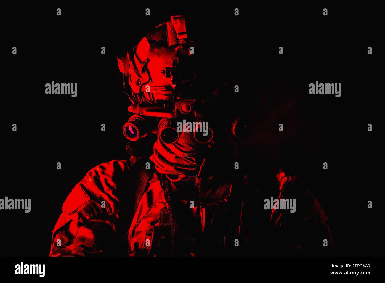 Army special forces fighter low key studio shoot Stock Photo
