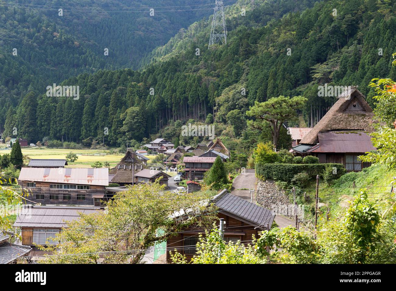Traditional thatched roof houses in small village of Miyama of Kyoto in Japan Stock Photo