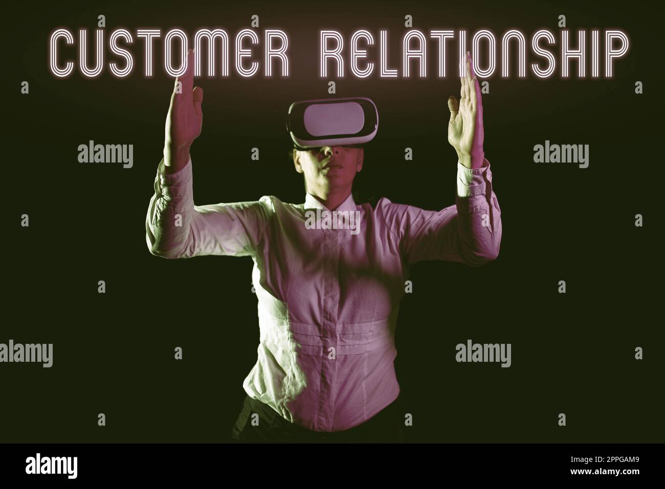 Text showing inspiration Customer Relationship. Business concept Deal and Interaction between Company and Consumers Stock Photo