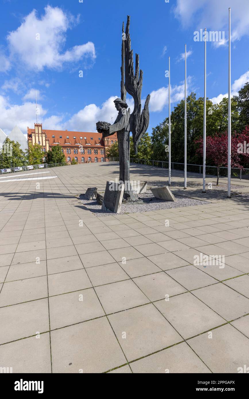 Monument to the Victims of December 1970, symbolic bronze sculpture on the Solidarity Square, Szczecin, Poland Stock Photo