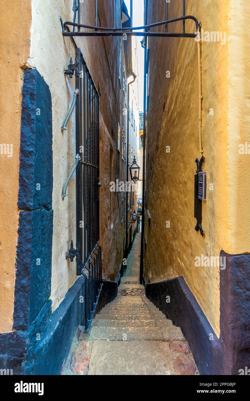 Alley of Marten Trotzig, the narrowest street in Stockholm with 90 centimetres width, Gamla stan, the old town, Sweden Stock Photo