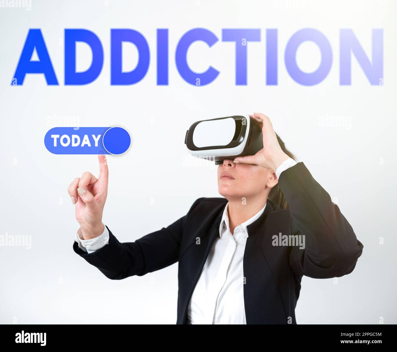 Text sign showing Addiction. Business approach condition of being addicted to particular substance or activity Stock Photo