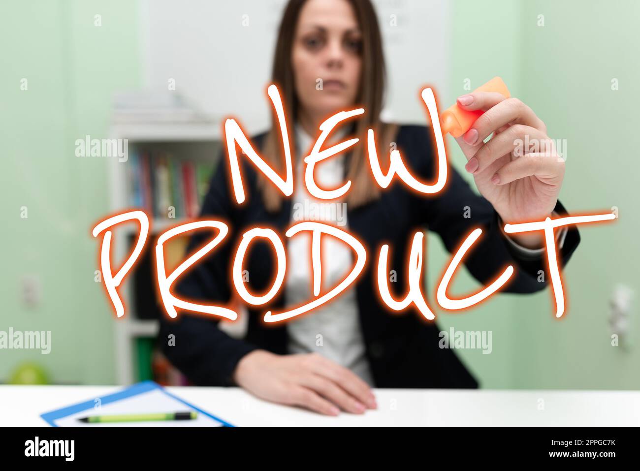 Text sign showing New Product. Business idea goods and services that differ in their characteristics Stock Photo