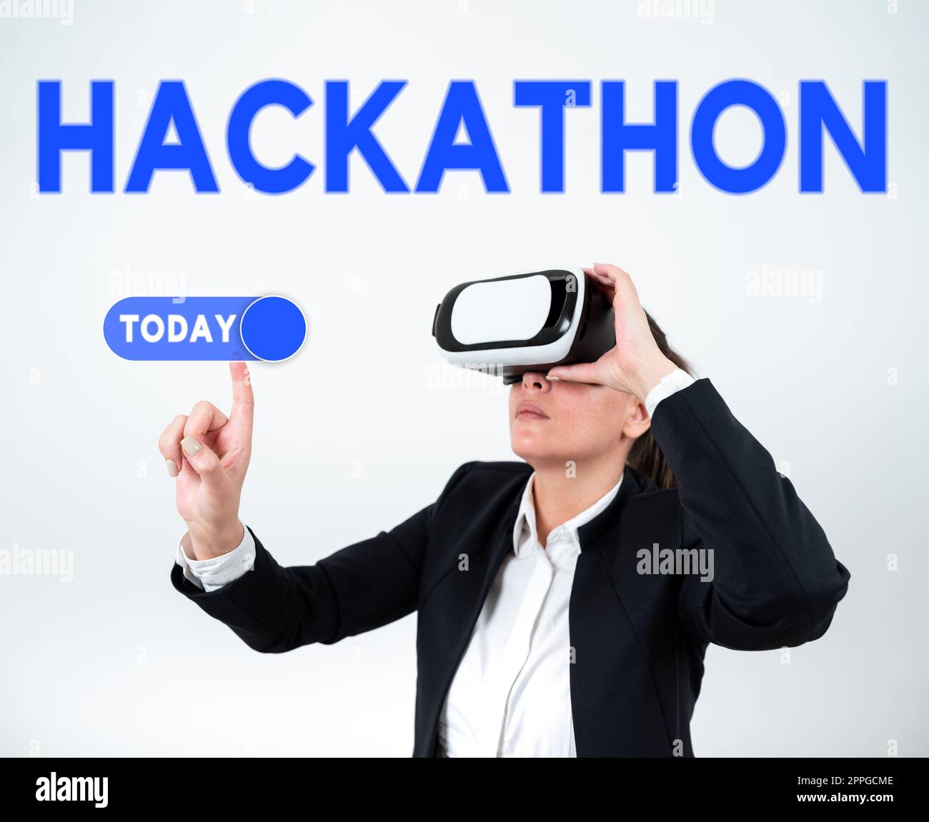Conceptual caption Hackathon. Internet Concept event where large number of people engage in programming Stock Photo
