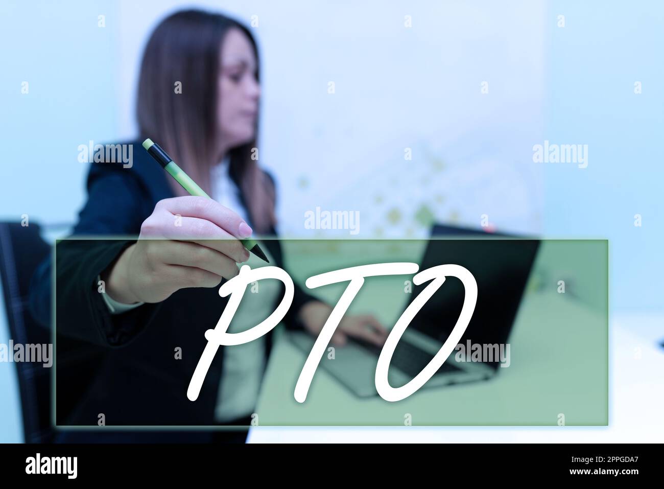 Handwriting text Pto. Concept meaning Employer grants compensation for personal leave holidays Stock Photo