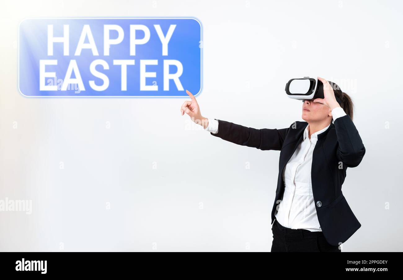 Hand writing sign Happy Easter. Business showcase Christian feast commemorating the resurrection of Jesus Stock Photo