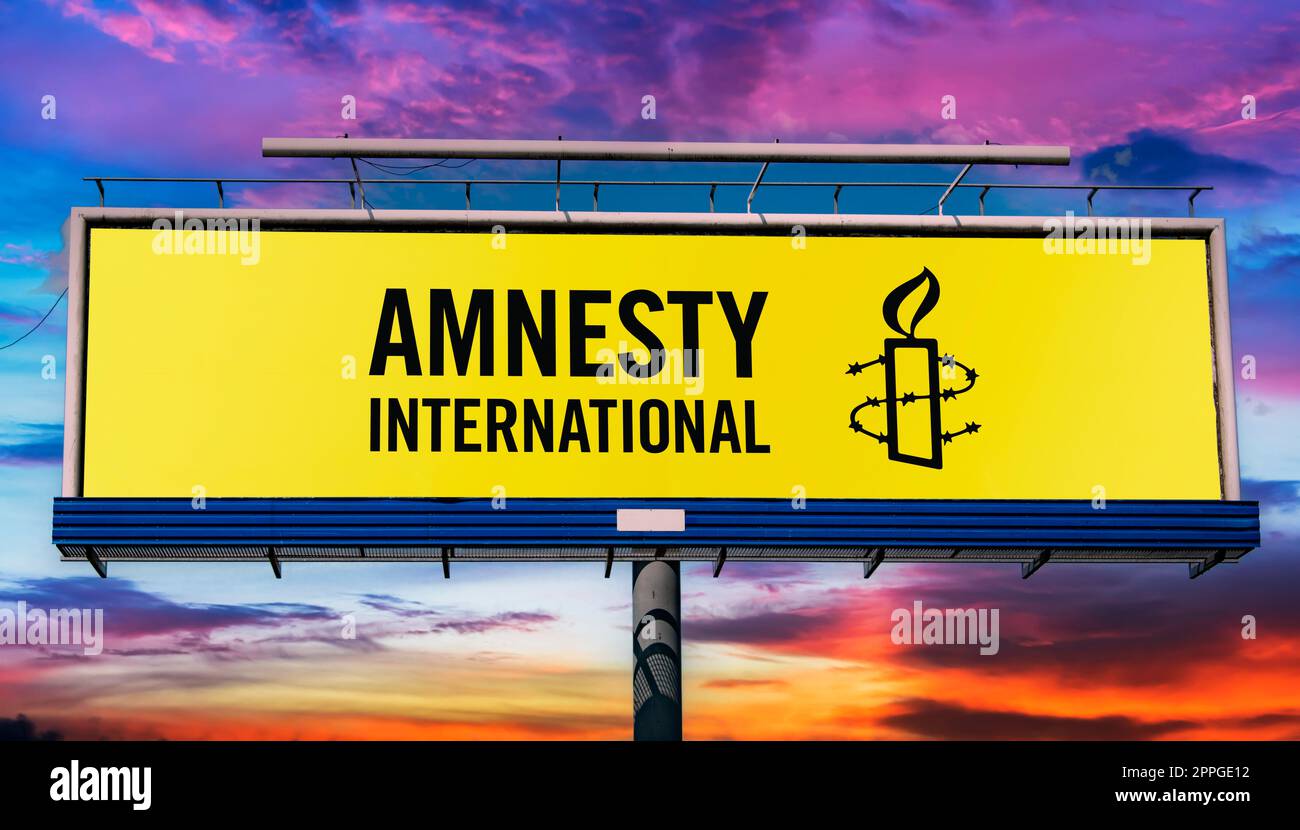 POZNAN, POL MAY 1, 2022 Advertisement billboard displaying logo of