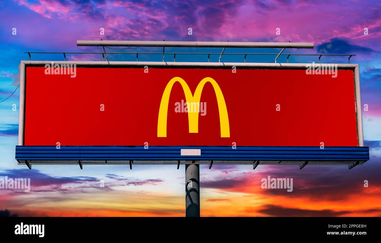 Advertisement billboard displaying logo of McDonald's Stock Photo - Alamy