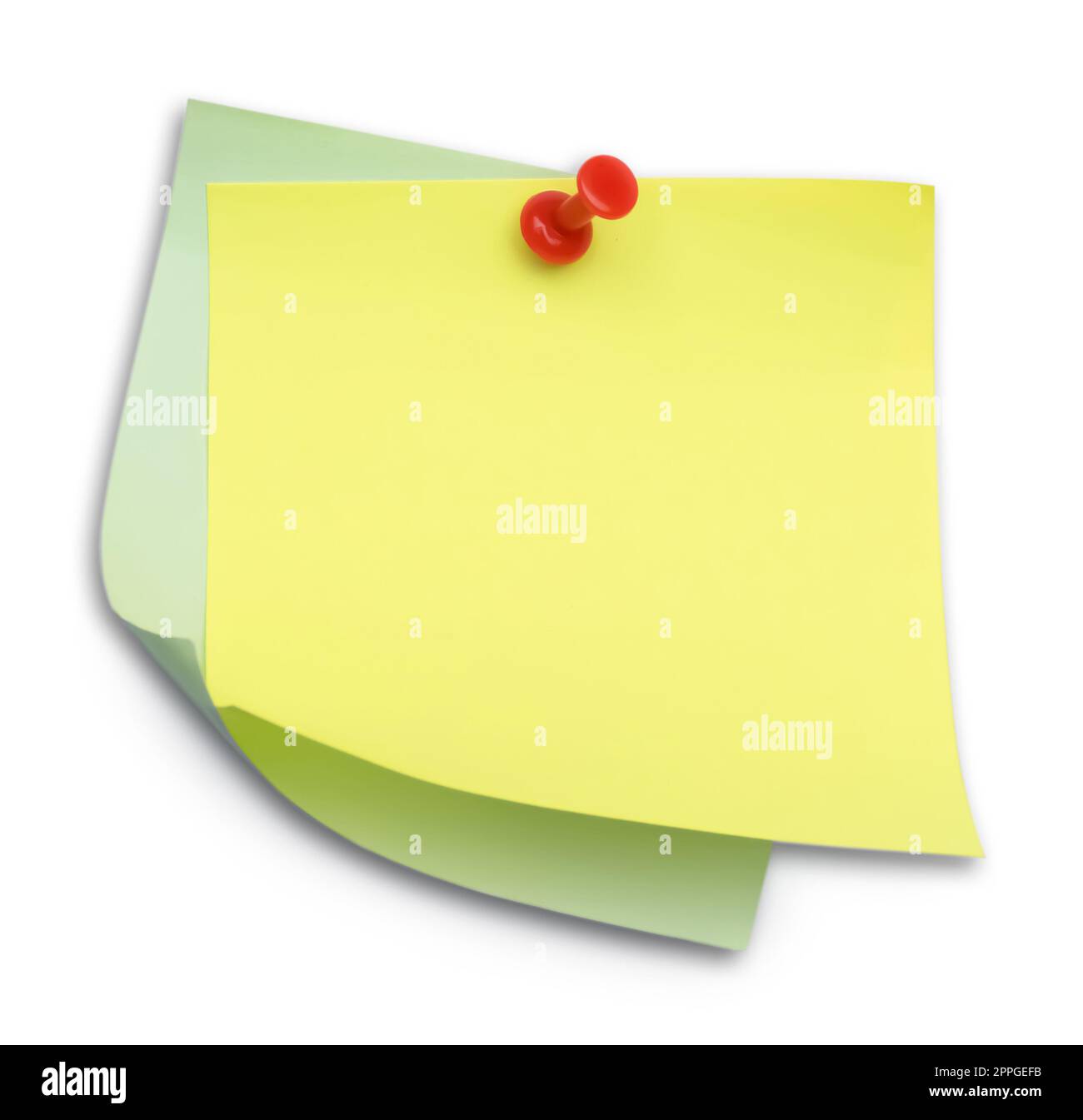 Blank colorful notes pinned on white background, top view Stock Photo