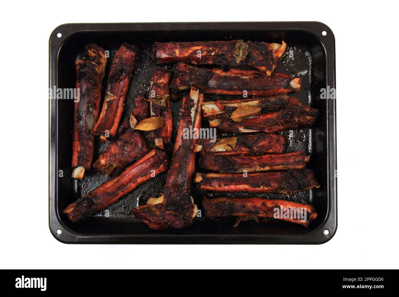 smoked pig ribs isolated on the white background Stock Photo Alamy