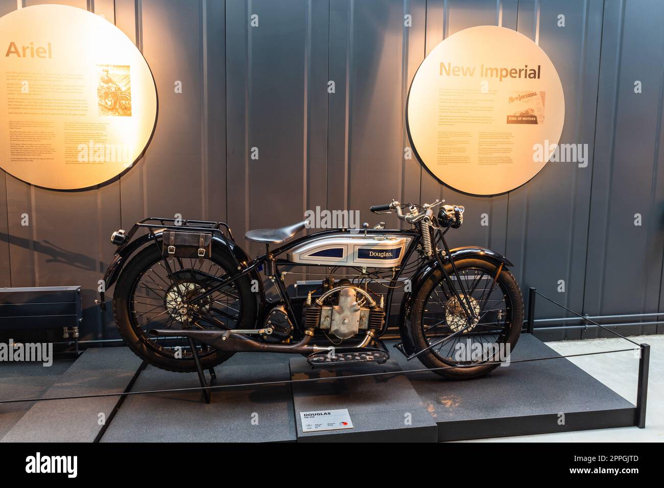 Douglas EW350 - Classic retro motorcycle. Riga motor museum. Riga, Latvia, 17 August 2022 Stock Photo