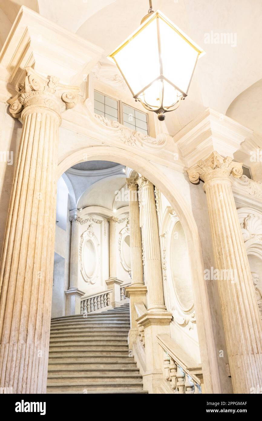 Turin, Italy - Circa January 2022: luxury marble staircase. Antique ...