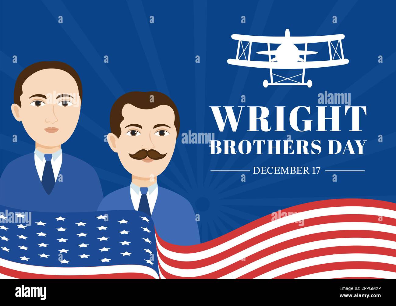 Wright Brothers Day on December 17th Template Hand Drawn Cartoon