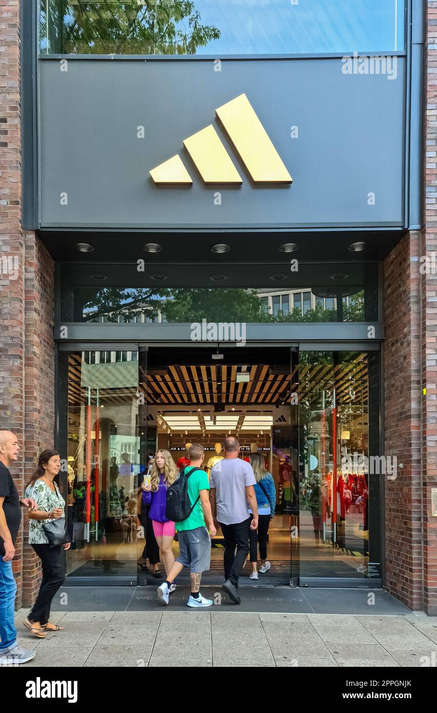 Hamburg, Germany - 03 September 2022: Entrance of a Adidas sports clothing  shop Stock Photo - Alamy