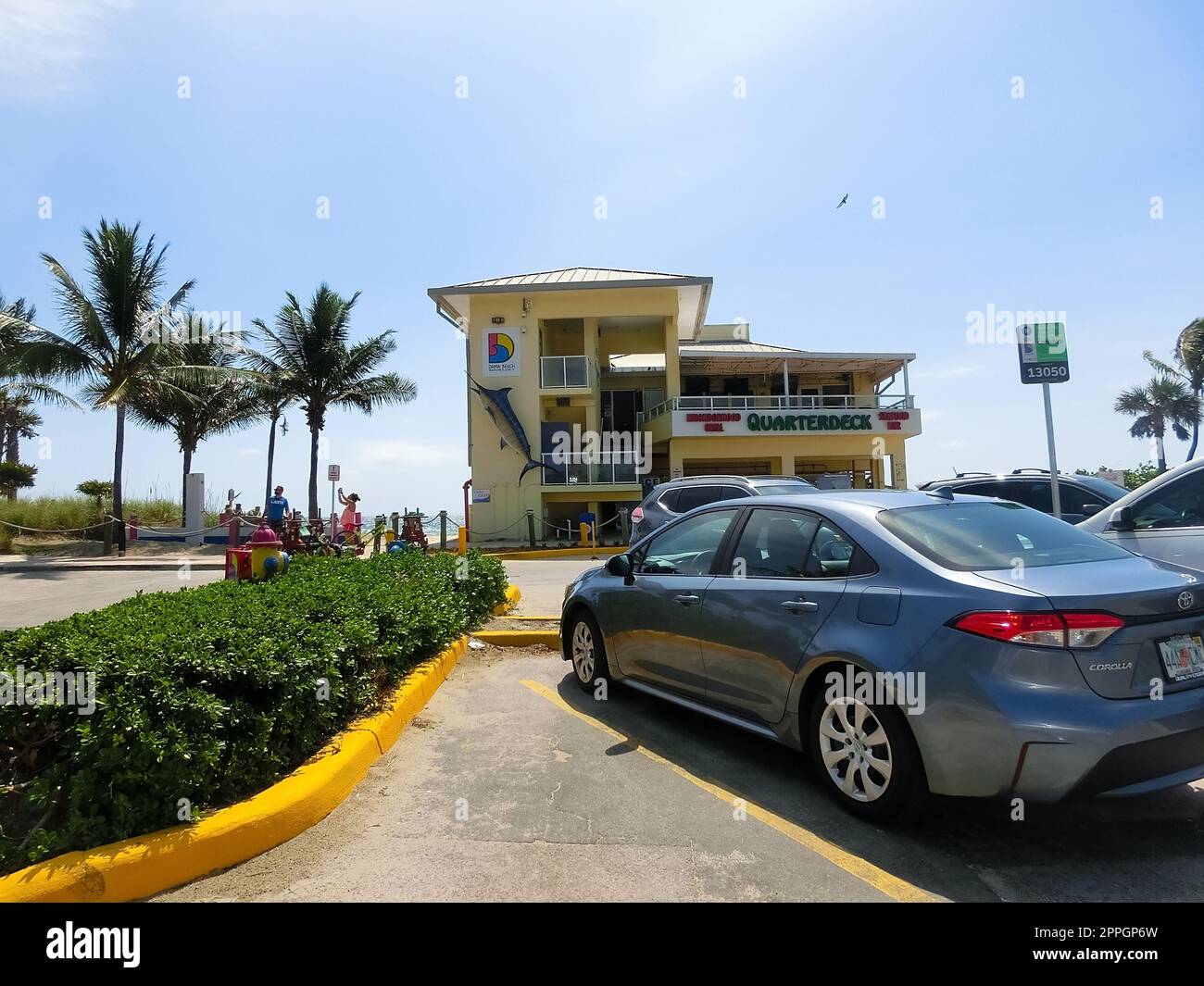 Dania beach, Florida, USA - May 09, 2022: View of the sunny and tropical shoreline at Dania beach, Florida Stock Photo
