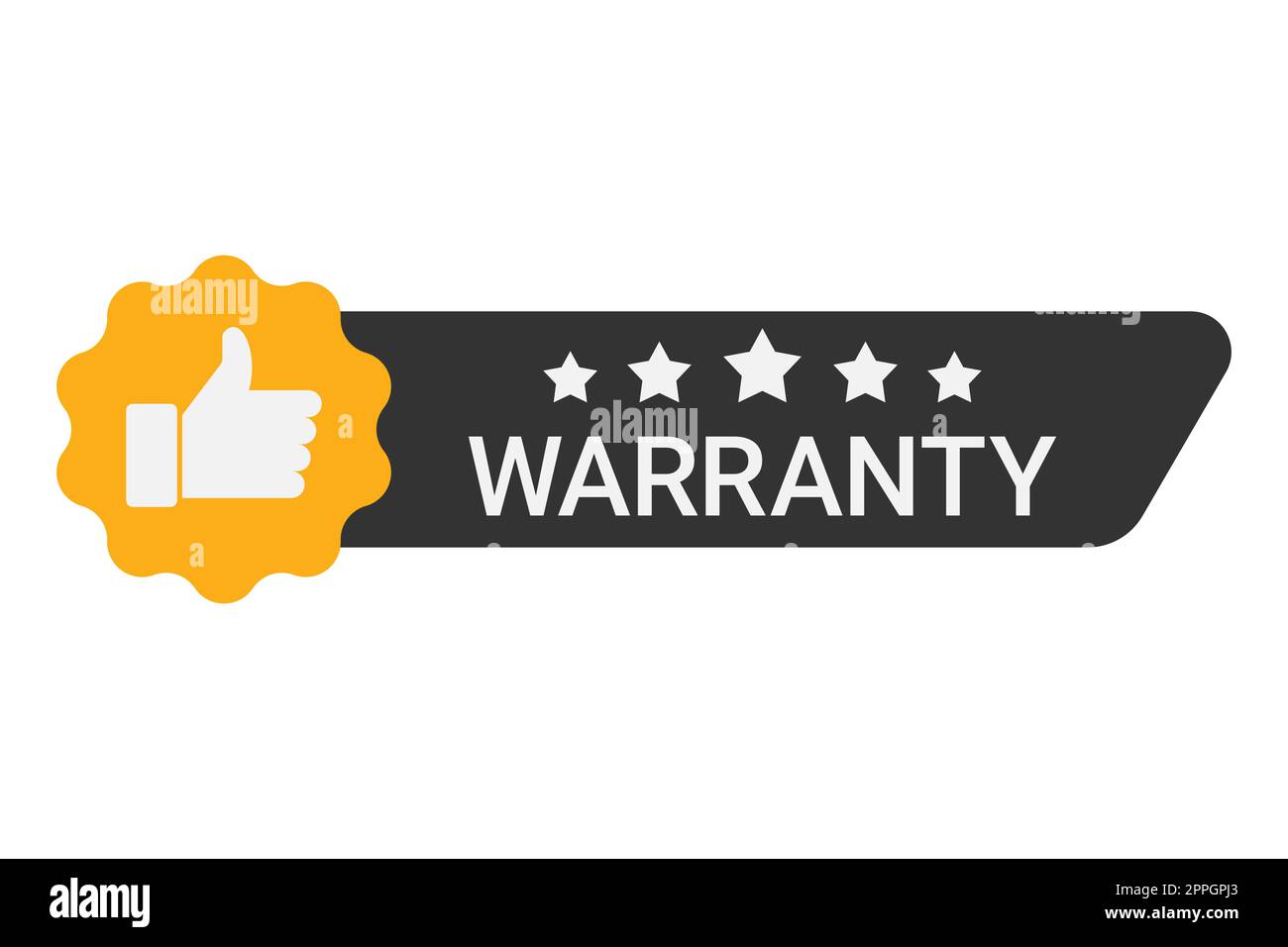Warranty label with five stars and thumbs up Stock Vector Image & Art