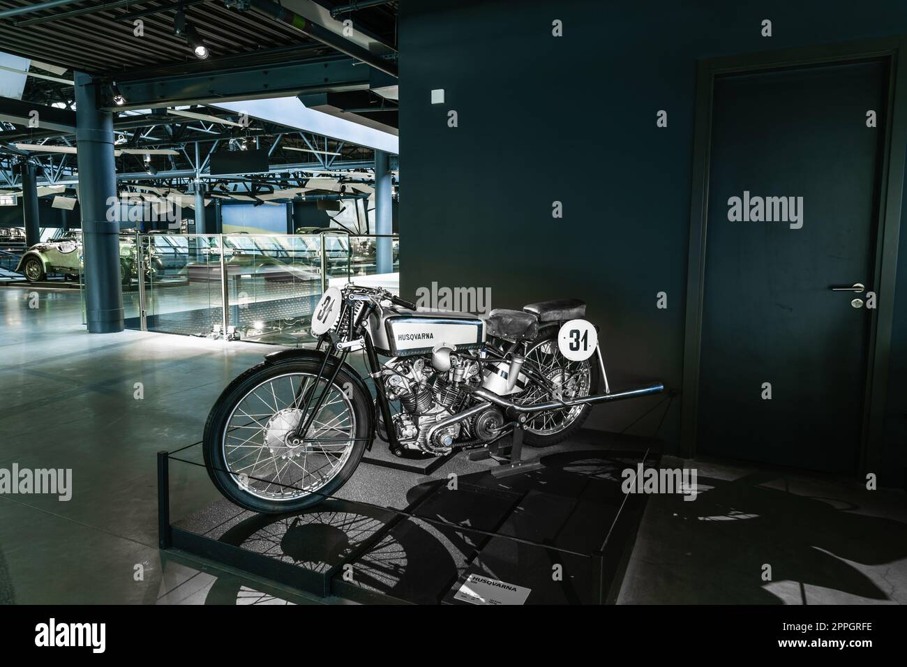 Husqvarna 500 - Classic retro motorcycle. Riga motor museum. Riga, Latvia, 17 August 2022 Stock Photo