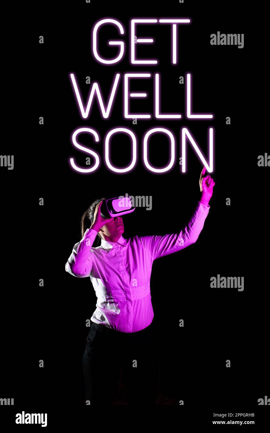 Conceptual caption Get Well Soon. Business idea Wishing you have better health than now Greetings good wishes Stock Photo