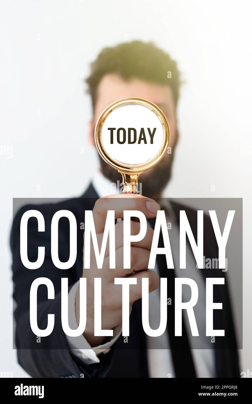 Text showing inspiration Company CultureThe environment and elements in which employees work. Business approach The environment and elements in which employees work Stock Photo