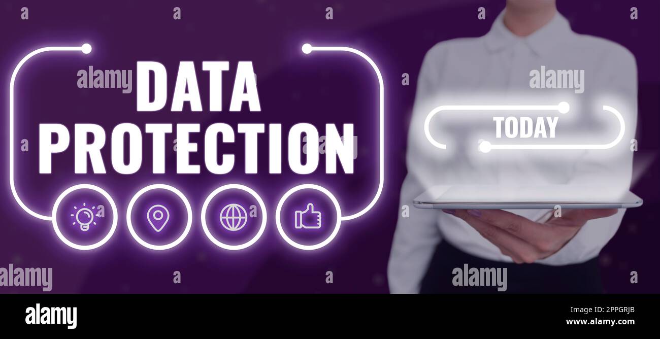 Text sign showing Data ProtectionProtect IP addresses and personal data from harmful software. Word Written on Protect IP addresses and personal data from harmful software Stock Photo