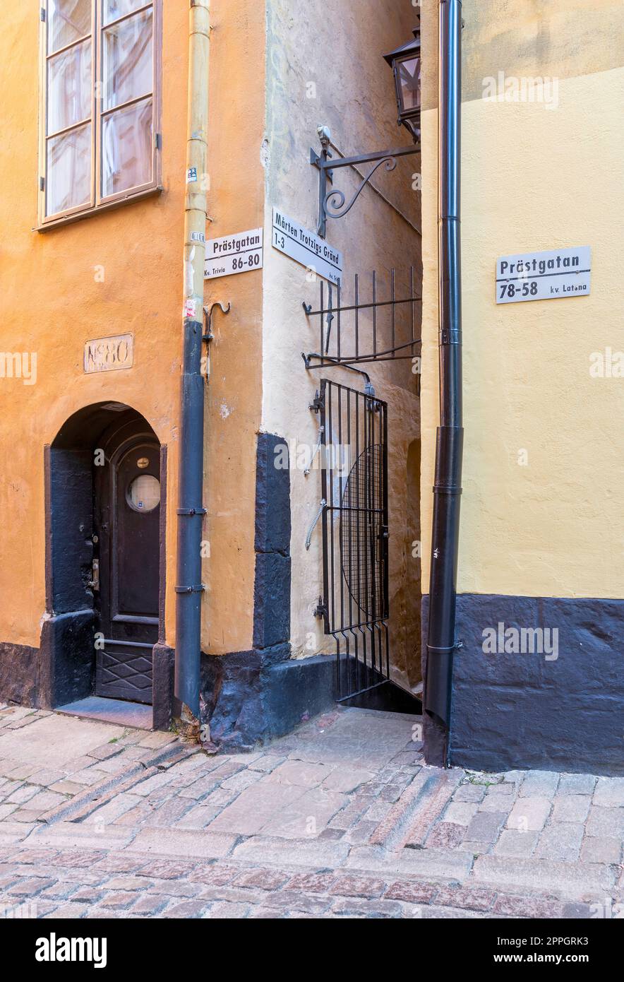 Alley of Marten Trotzig, the narrowest street in Stockholm with 90 centimetres width, Gamla stan, the old town, Sweden Stock Photo