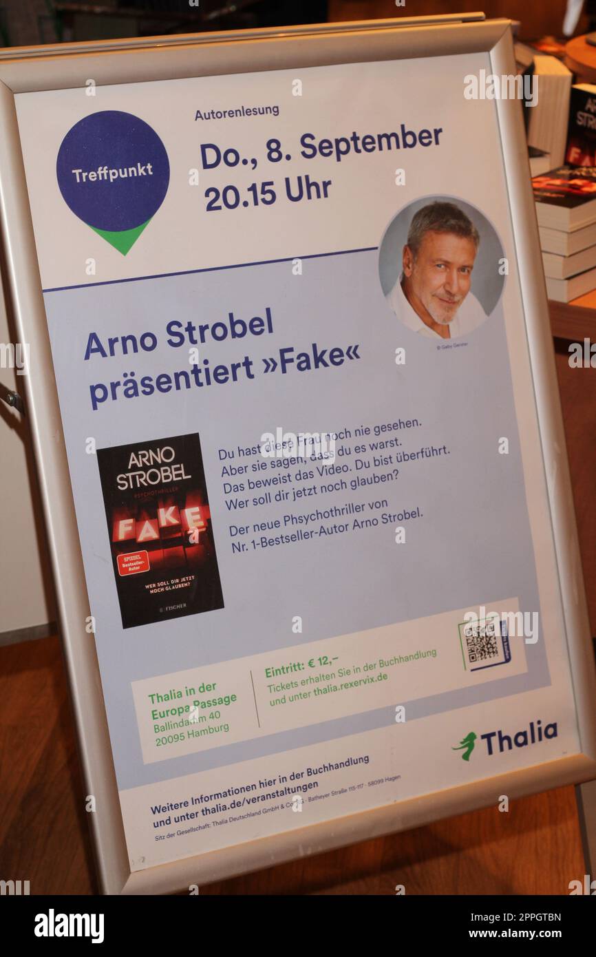 Arno Strobel,author reading of 'Fake',Thalia Buchhandlung,Europa Passage,Hamburg,08.09.2022 Stock Photo