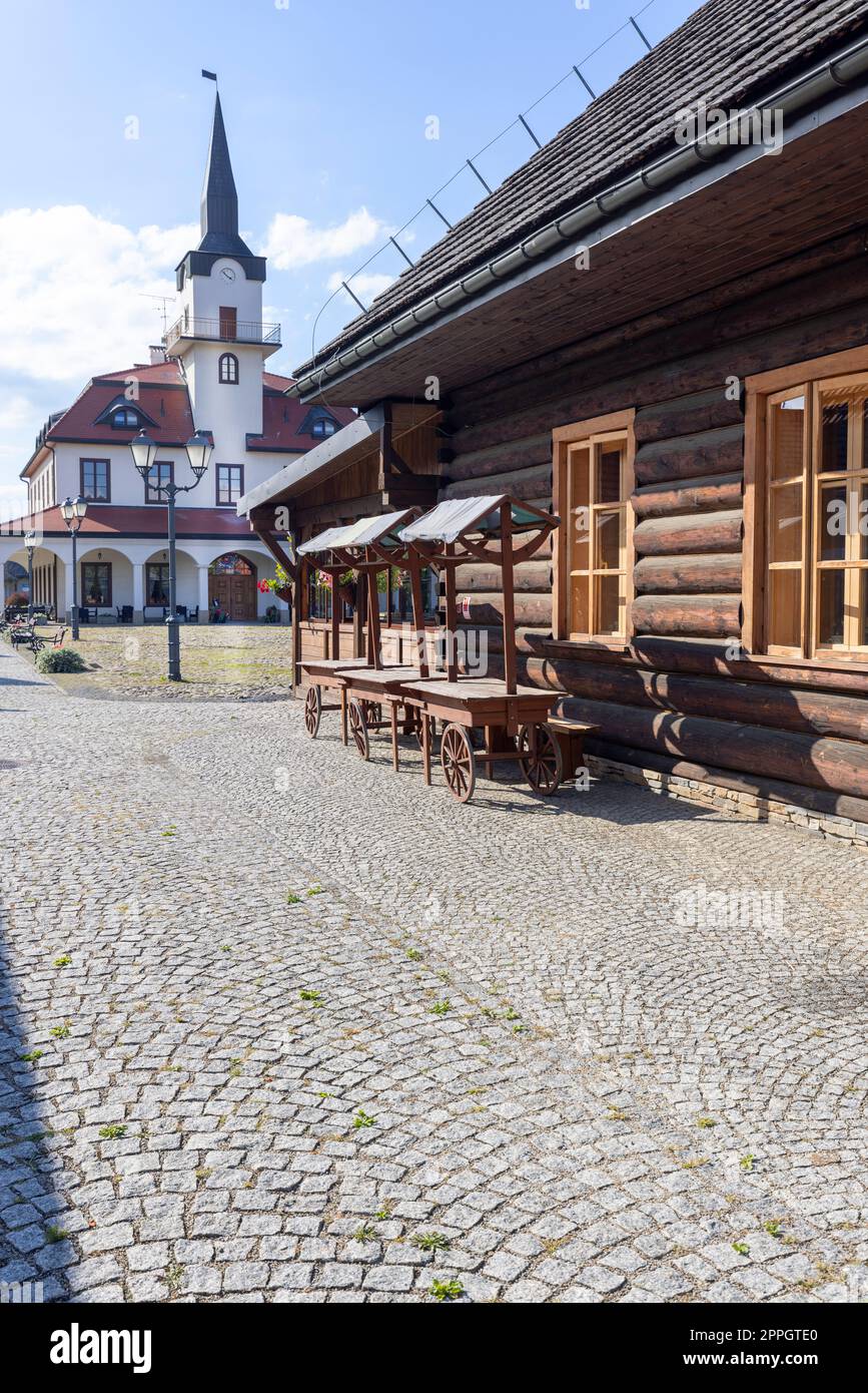 Reconstruction of Galician small town from the turn of the 19th and 20th centuries, Sadecki Ethnographic Park, Nowy Sacz, Poland Stock Photo