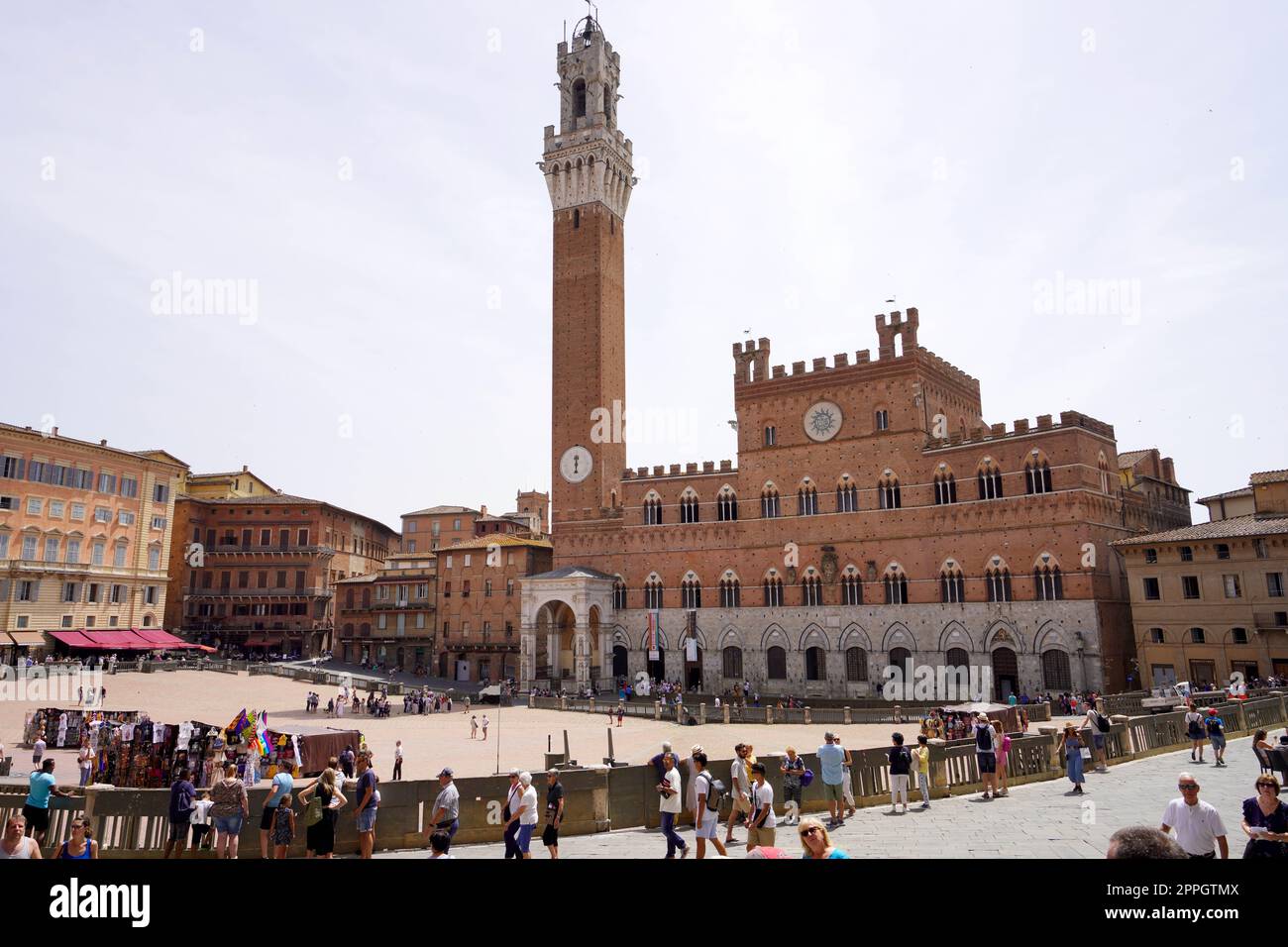 SIENA, ITALY - JUNE 22, 2022: Piazza del Campo square the main public space of the historic center of Siena, Tuscany, Italy Stock Photo