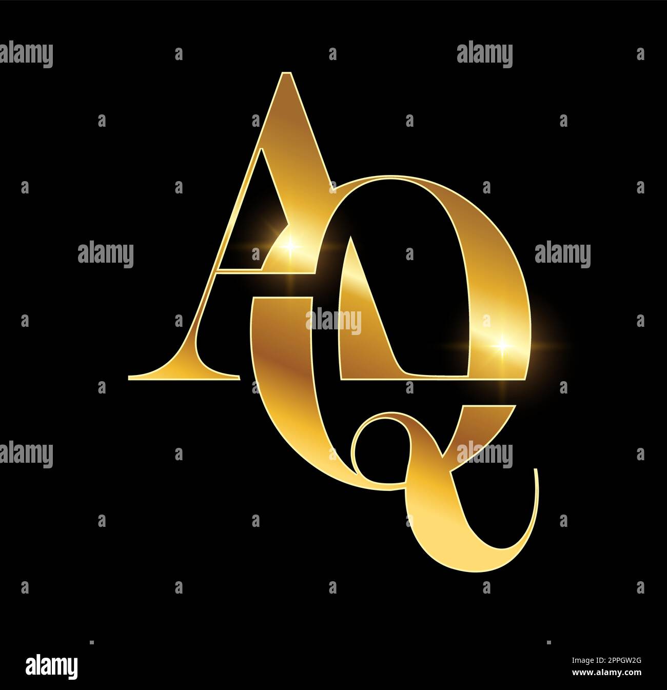 gold-monogram-logo-initial-letter-aq-stock-vector-image-art-alamy