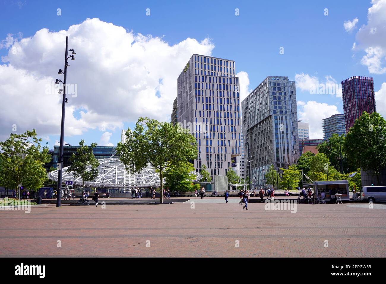 ROTTERDAM, NETHERLANDS - JUNE 9, 2022: Rotterdam cityscape with Station Blaak on sunny day, Netherlandes Stock Photo