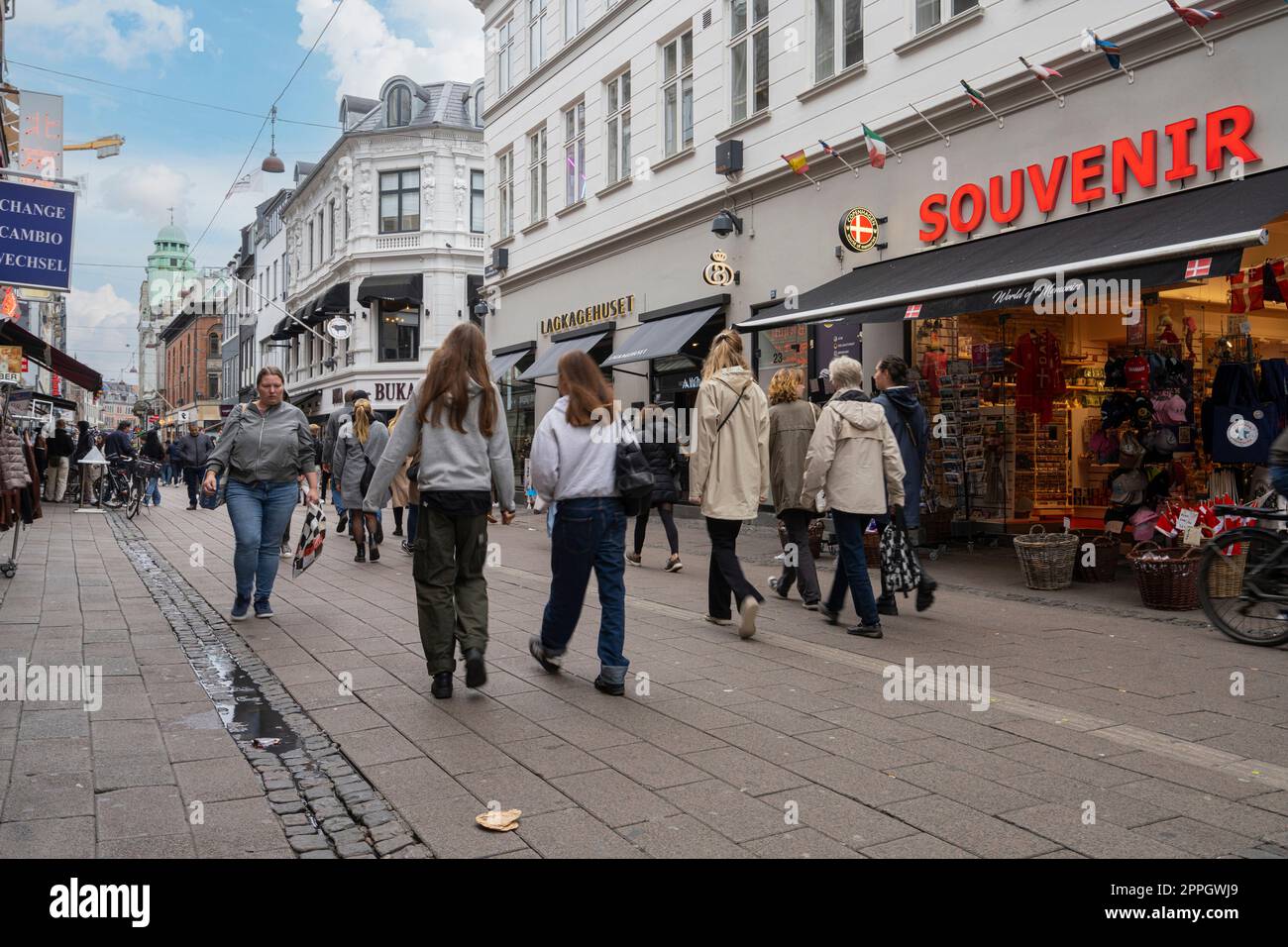 People walking in the center of Copenhagen, Denmark Stock Photo