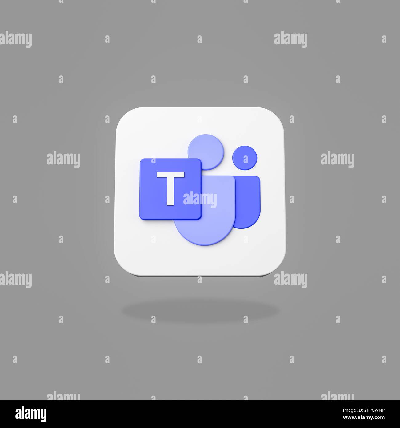Microsoft Teams Logo 3D Shape Isolated on Flat Gray Background with