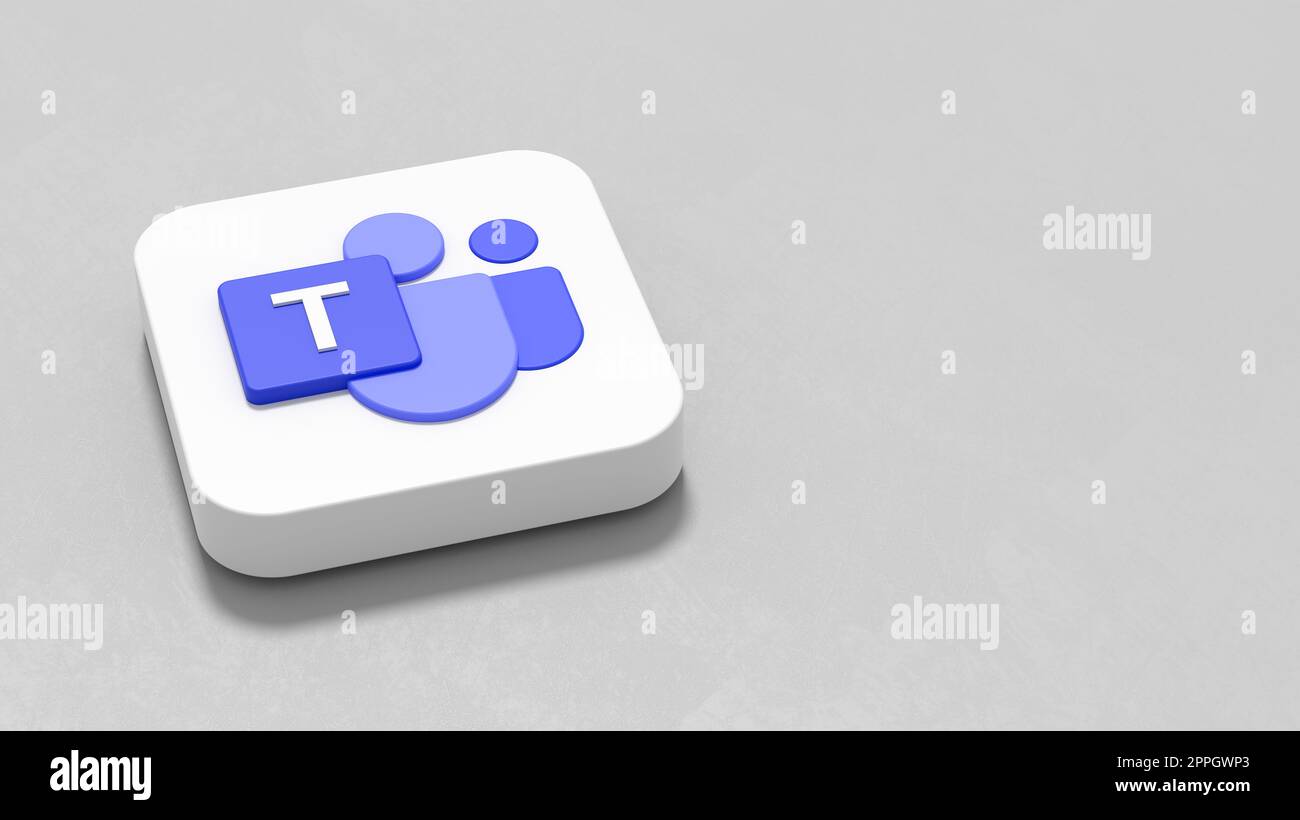 Microsoft Teams Logo on Dark Gray Background with Copy Space Stock