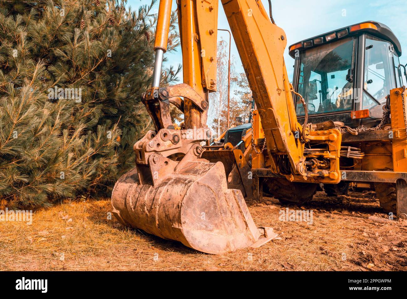 Excavator bucket closeup on the construction site Stock Photo Alamy