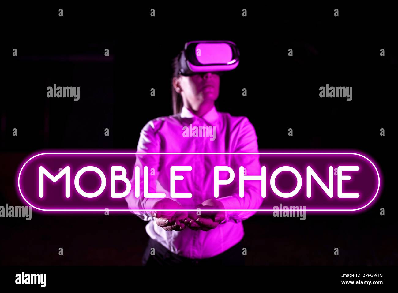 Conceptual display Mobile Phone. Internet Concept A handheld device used to send receive calls and messages Stock Photo
