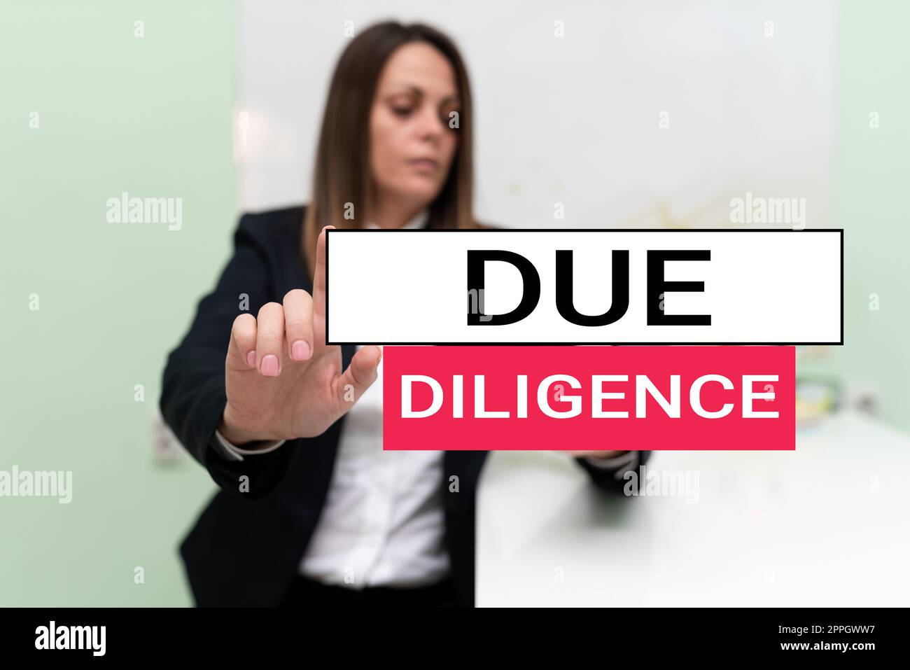 Conceptual display Due Diligence. Business idea Comprehensive Appraisal Voluntary Investigation Audit Stock Photo