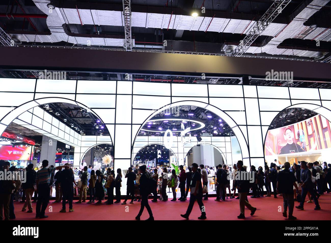 SHANGHAI, CHINA - APRIL 21, 2023 - Visitors at the booth of auto brand ORA at the 2023 Shanghai Auto Show in Shanghai, China, April 21, 2023. 2023 bal Stock Photo