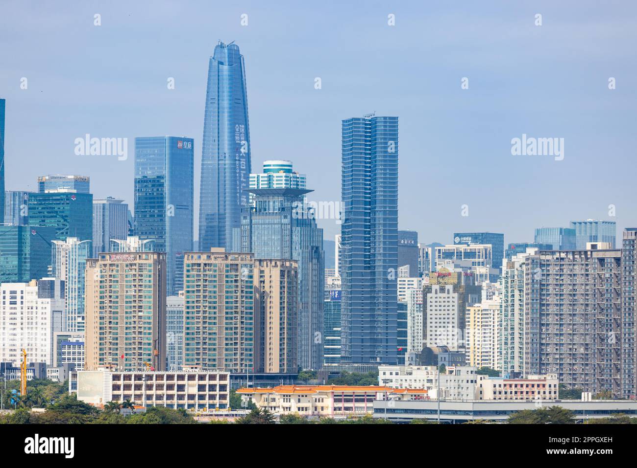 Shenzhen, China 06 February 2022: Shenzhen urban city downtown Stock Photo